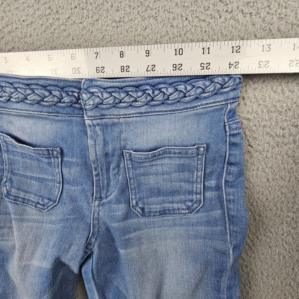 Guess Jeans Womens 23 Flare Braided Waistband Boho Stretch Denim Pants - Picture 5 of 9